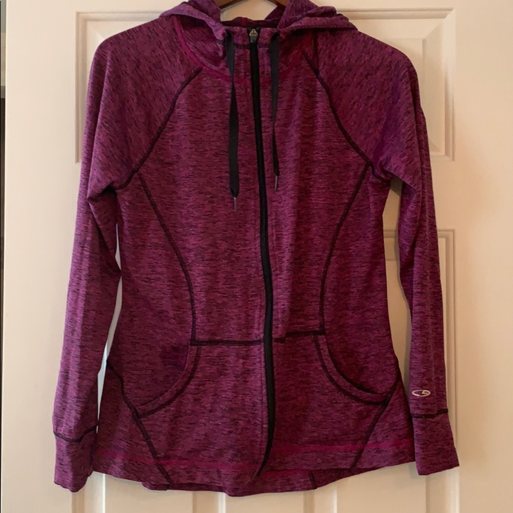 Long sleeve, hooded Champion workout jacket